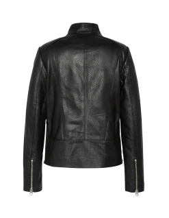 Blouson ajouré noir, cuir d’agneau - NOIR