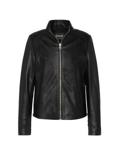 Blouson ajouré noir, cuir d’agneau - NOIR