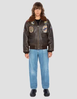 Blouson aviateur G-1 "Wings of Gold" marron, mythique USA - MARRON