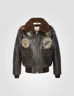 Blouson aviateur G-1 "Wings of Gold" marron, mythique USA - MARRON