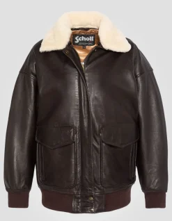 Blouson aviateur souple marron coupe boyfriend, cuir d'agneau - MARRON