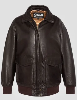 Blouson aviateur souple marron coupe boyfriend, cuir d'agneau - MARRON
