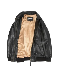 Blouson aviateur souple noir coupe boyfriend, cuir d'agneau lavé - NOIR