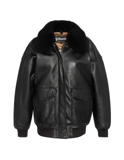 Blouson aviateur souple noir coupe boyfriend, cuir d'agneau - NOIR