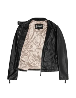 Blouson biker noir, cuir d'agneau - NOIR