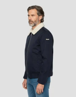Blouson bleu marine avec col sherpa amovible - MARINE