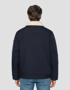 Blouson bleu marine avec col sherpa amovible - MARINE