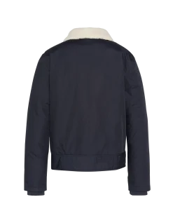 Blouson bleu marine avec col sherpa amovible - MARINE