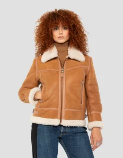 Blouson bombardier ambre, mouton double face - AMBRE