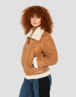 Blouson bombardier ambre, mouton double face - AMBRE