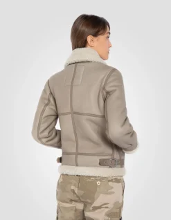 Blouson bombardier B-3 beige clair, cuir de mouton - BEIGE CLAIR