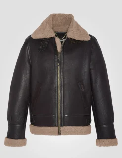 Blouson bombardier B-3 cordovan, cuir de mouton, grande taille - CORDOVAN
