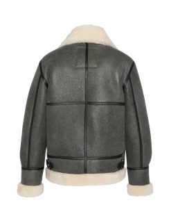Blouson bombardier B-3 gris vintage, cuir de mouton - GRIS VINTAGE