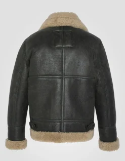 Blouson bombardier B-3 kaki foncé, cuir de mouton, grande taille - KAKI FONCÉ