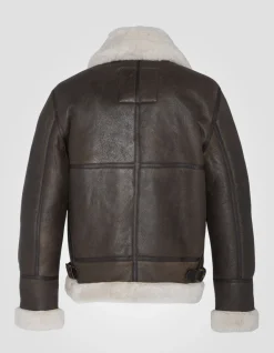 Blouson bombardier B-3 marron, cuir de mouton, grande taille - MARRON