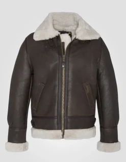 Blouson bombardier B-3 marron, cuir de mouton - MARRON