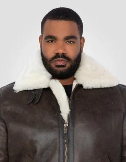 Blouson bombardier B-3 marron, cuir de mouton, grande taille - MARRON