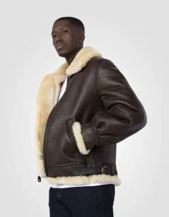 Blouson bombardier B-3 marron mythique USA, cuir de mouton - MARRON