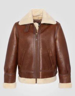 Blouson bombardier B-3 moka, cuir de mouton, grande taille - MOKA