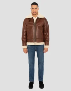 Blouson bombardier B-3 moka, cuir de mouton - MOKA