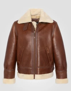 Blouson bombardier B-3 moka, cuir de mouton - MOKA