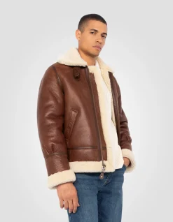 Blouson bombardier B-3 moka, cuir de mouton - MOKA