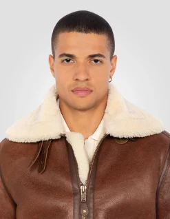 Blouson bombardier B-3 moka, cuir de mouton - MOKA