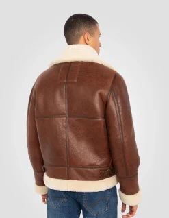 Blouson bombardier B-3 moka, cuir de mouton - MOKA