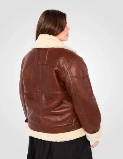Blouson bombardier B-3 moka, cuir de mouton, grande taille - MOKA