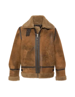 Blouson bombardier B-3 moutarde, cuir de mouton - MOUTARDE