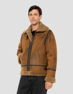 Blouson bombardier B-3 moutarde, cuir de mouton - MOUTARDE