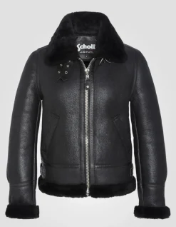 Blouson bombardier B-3 noir, cuir de mouton, grande taille - NOIR