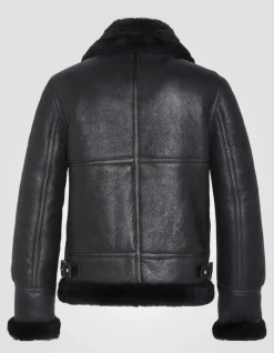 Blouson bombardier B-3 noir, cuir de mouton, grande taille - NOIR