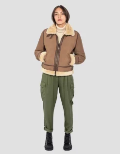Blouson bombardier B-3 suédé camel, cuir de mouton - CAMEL