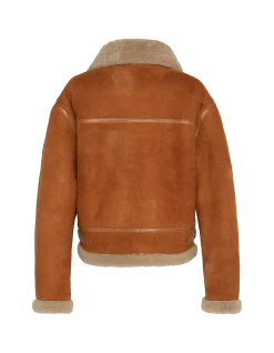 Blouson bombardier court type B-3 cannelle, mouton double face suédé - CANNELLE