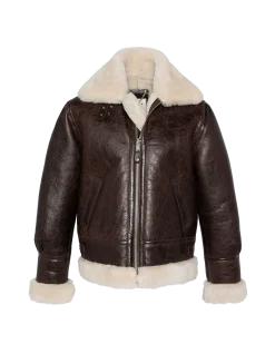 Blouson bombardier type B3 marron, mouton double face - MARRON