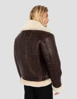 Blouson bombardier type B3 marron, mouton double face - MARRON