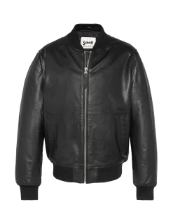 Blouson bomber noir, cuir de vachette - NOIR