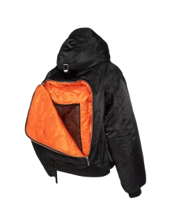 Blouson bomber noir type N2B à capuche avec sac à dos intégré - NOIR