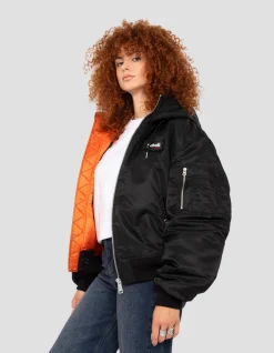 Blouson bomber noir type N2B à capuche avec sac à dos intégré - NOIR