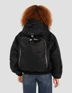 Blouson bomber noir type N2B à capuche avec sac à dos intégré - NOIR