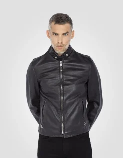 Blouson café racer vintage noir mythique USA, cuir de vachette - NOIR