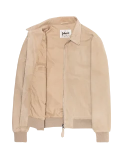 Blouson casual beige, chèvre velours - BEIGE