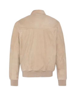 Blouson casual beige, chèvre velours - BEIGE