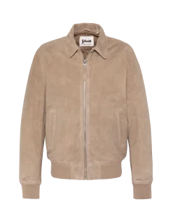Blouson casual beige foncé, chèvre velours - BEIGE FONCÉ