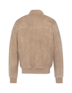 Blouson casual beige foncé, chèvre velours - BEIGE FONCÉ