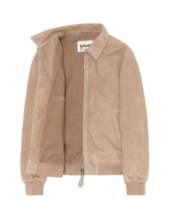 Blouson casual beige foncé, chèvre velours - BEIGE FONCÉ