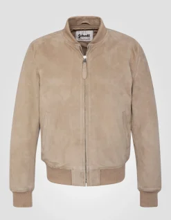 Blouson casual léger beige, cuir de chèvre - BEIGE