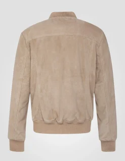 Blouson casual léger beige, cuir de chèvre - BEIGE