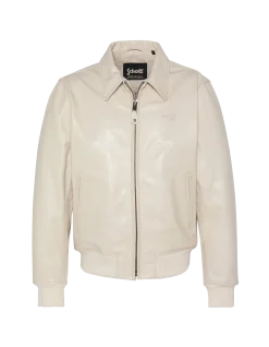 Blouson casual léger blanc, cuir de vachette - BLANC CASSÉ